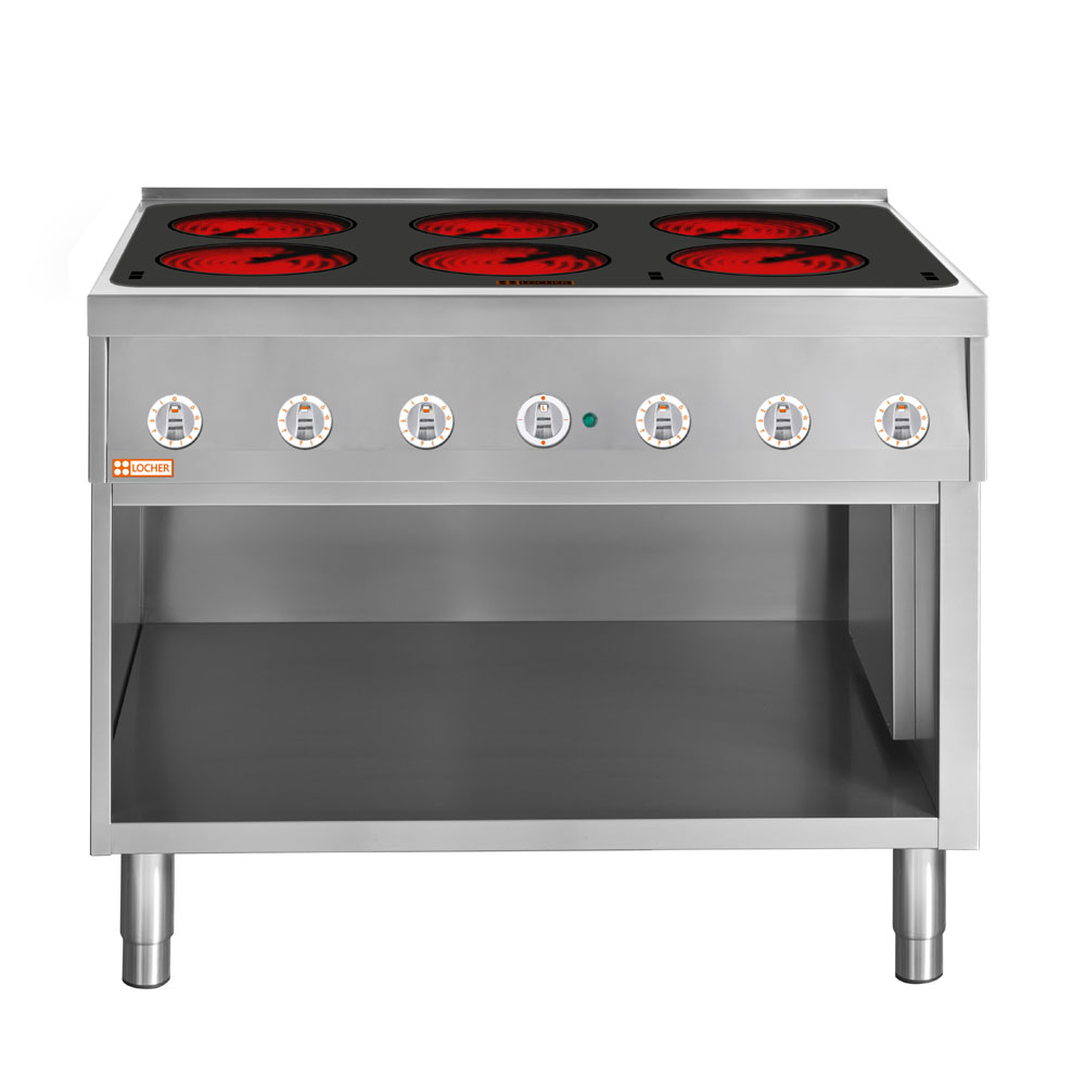 LOCHER 227304 Elektroherd, 6 Kochstellen á 3 kW, - Strahlheizkörper