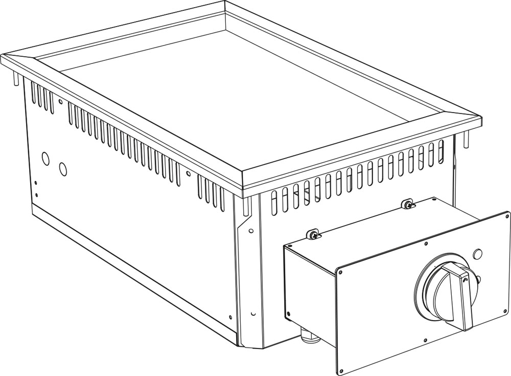 KBS Elektro Grillplatte Grillfläche gerillt verchromt Drop In 700 Breite 400mm