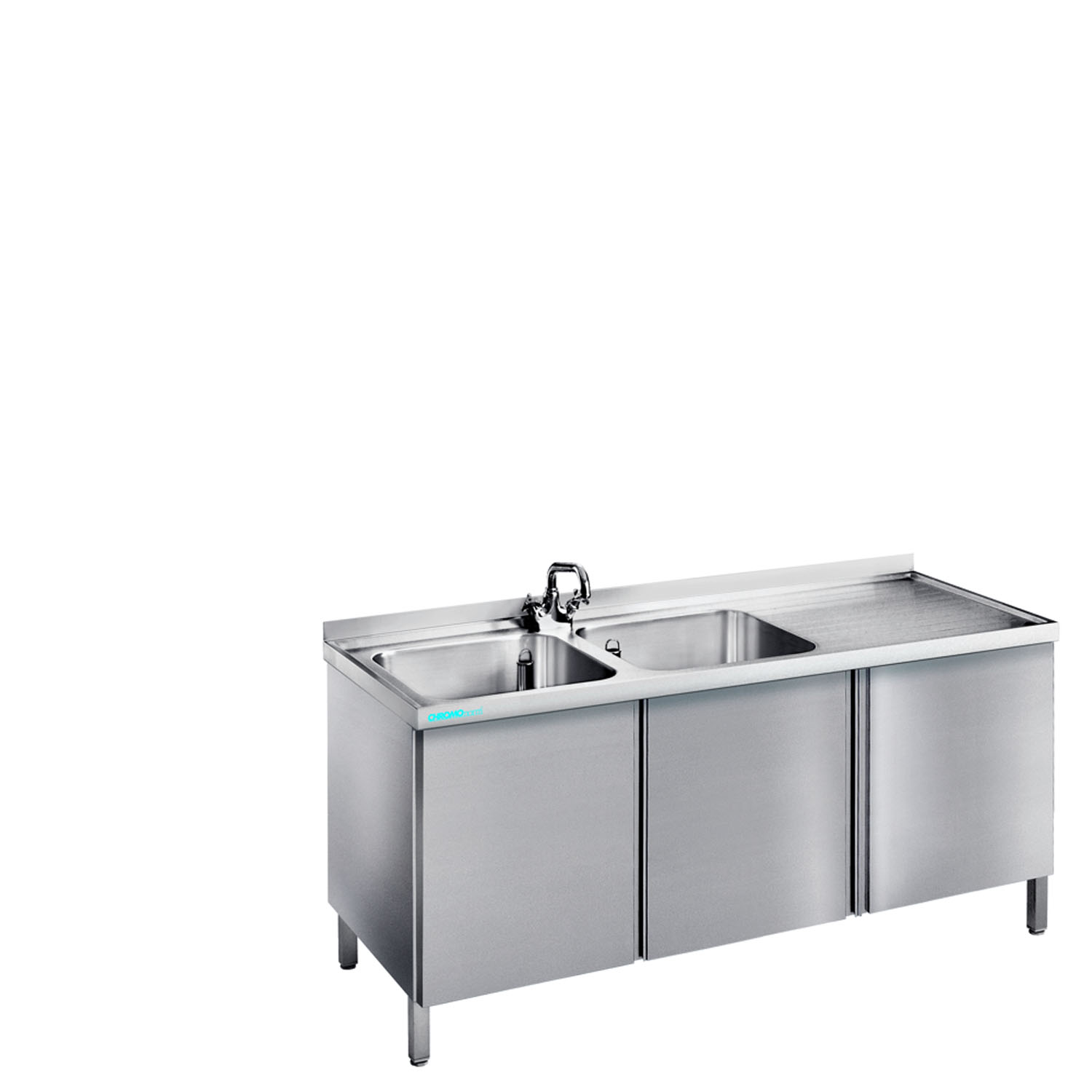 CHROMOnorm Edelstahl Spültisch mit 2 Becken geschlossen - verschiedene Ausführungen