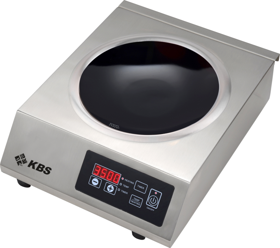 KBS Induktionswok Edelstahlgehäuse 3,5 kW Schott-Ceran ® Glaskeramik-Kochfläche