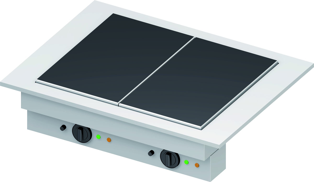 STALGAST Glaskeramik-Wärmeplatte "Drop-In" 2xGN 1/1 830x620x270 mm  Edelstahlabdeckung