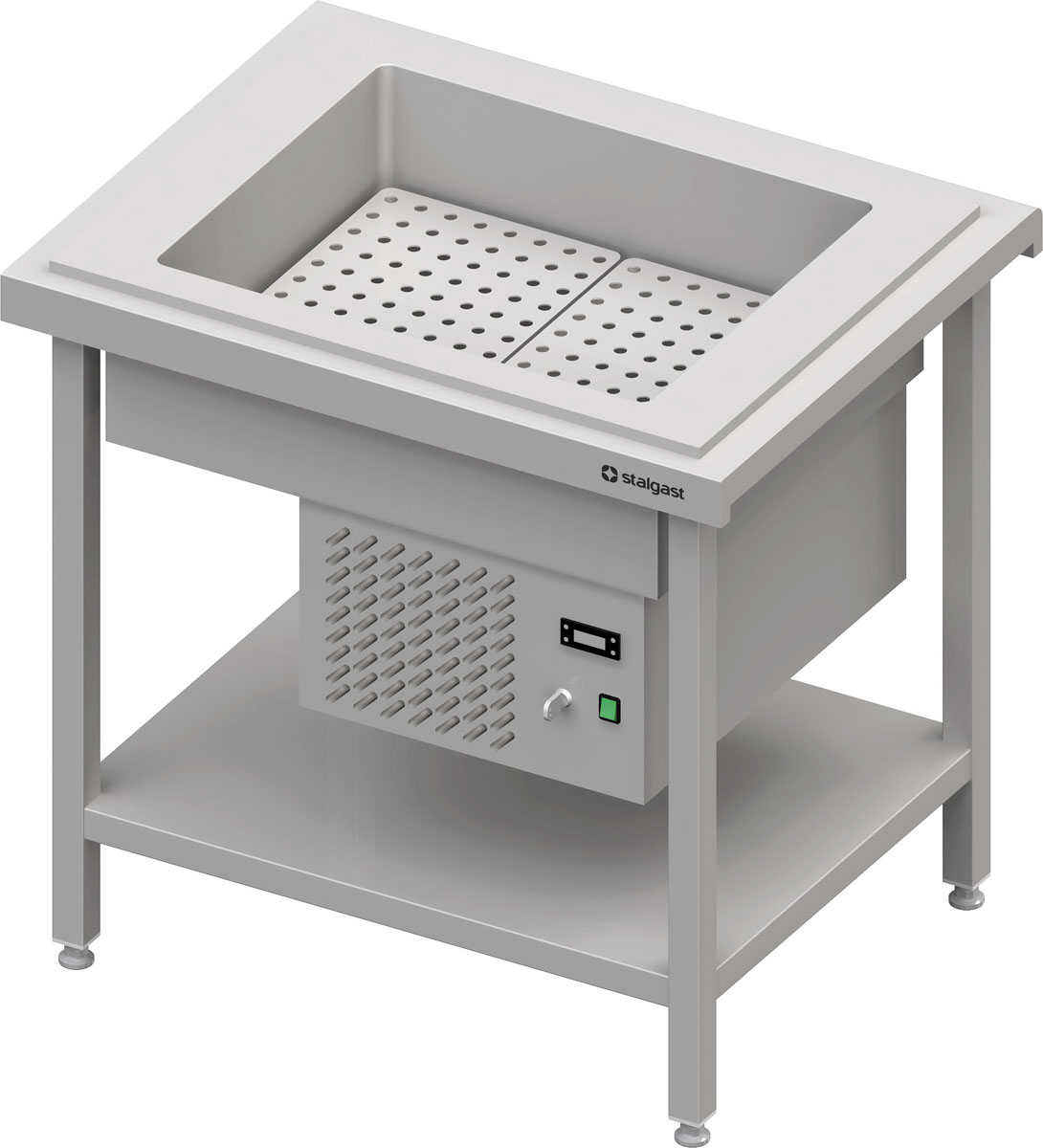 STALGAST Kaltausgabe mit einer Getränke-Kühlwanne 2x GN1/1, 920x735x880, Edelstahlabdeckung
