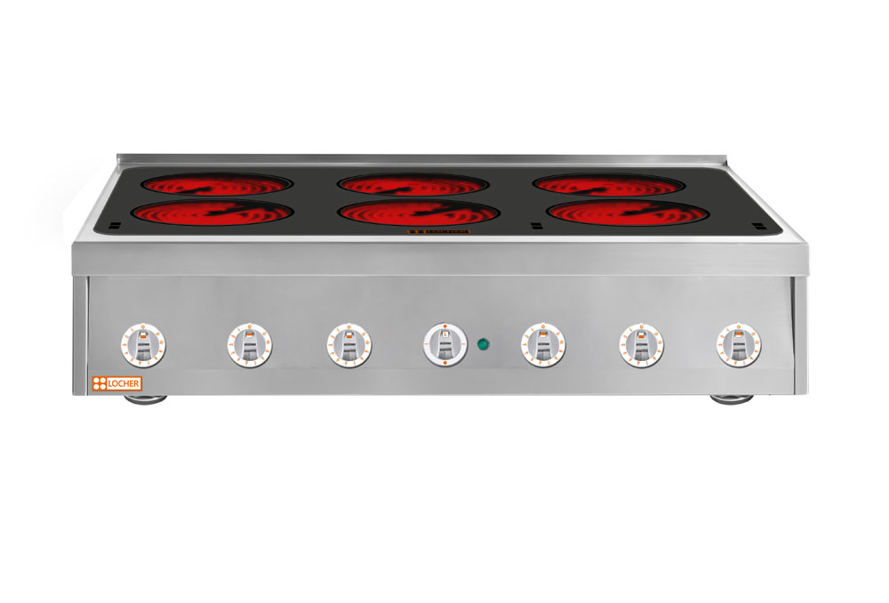 LOCHER 237304 Elektroherd, 6 Kochstellen á 3 kW, - Strahlheizkörper