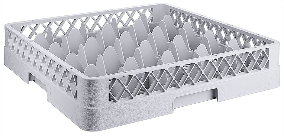 Gläserkorb 50 x 50 cm mit Trennung für 25 Gläser - Gastro Spülkorb grau 5x5