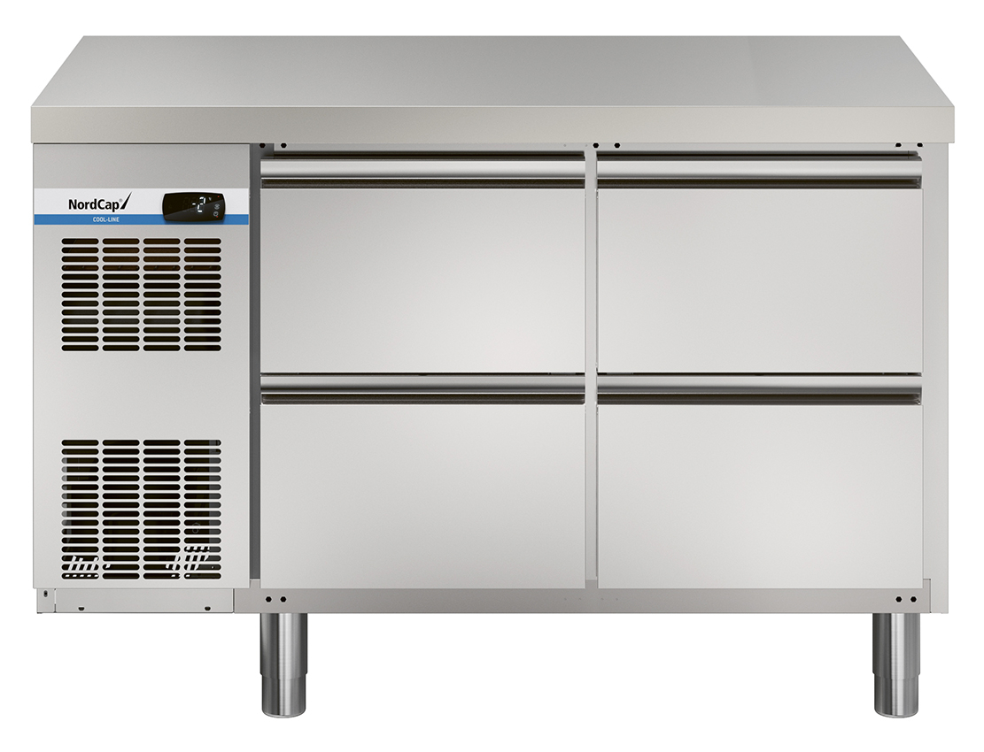 COOL by Nordcap Kühltisch KT-CL1241 mit 4 Laden, Edelstahl, Umluft für die Gastronomie