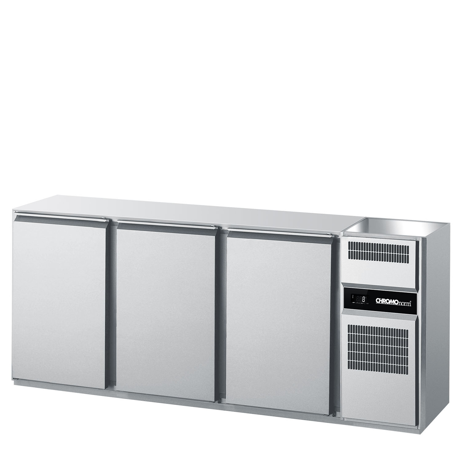 CHROMOnorm BIERTHEKE GN 1/1 - 1 BECKEN RECHTS - 3 TÜREN - OHNE ABDECKUNG - STECKERFERTIG