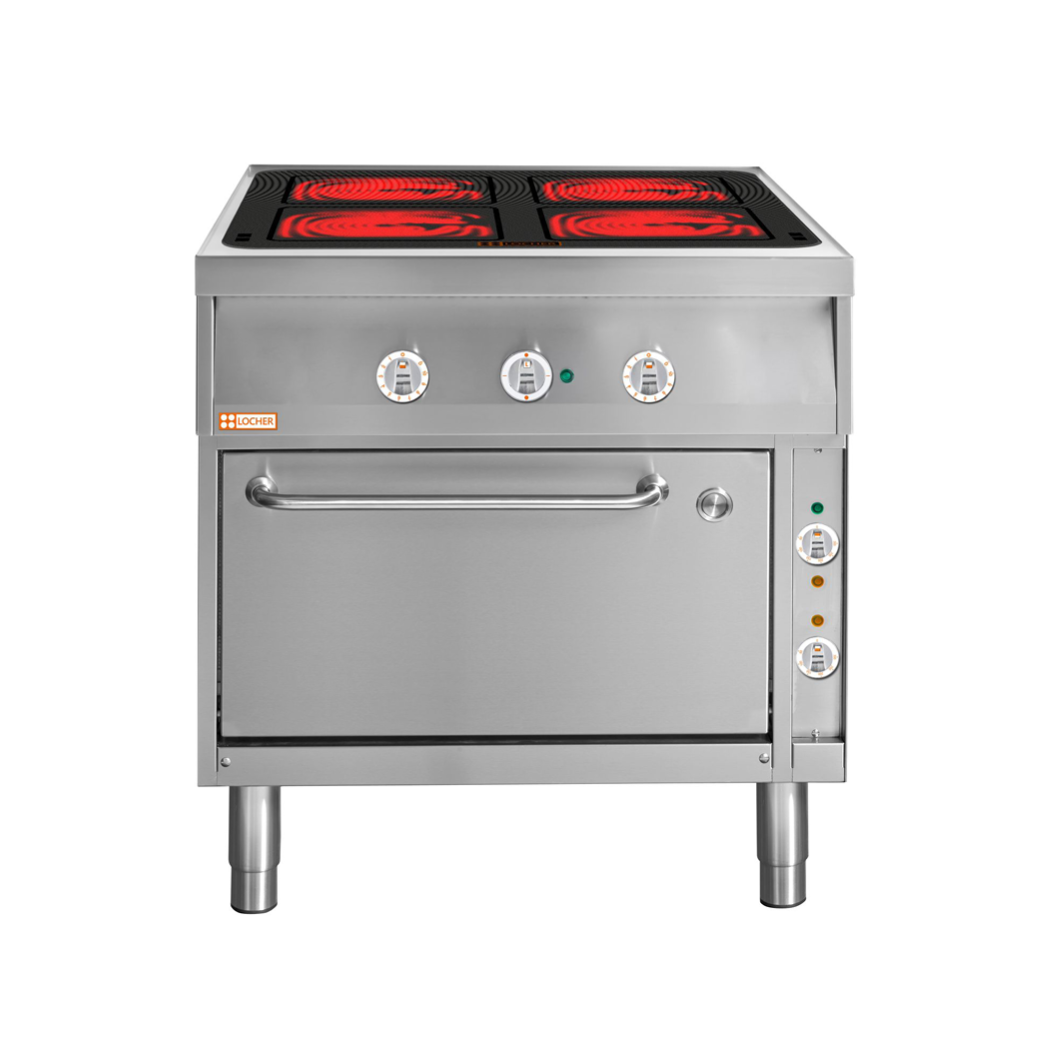 LOCHER 291306 Elektroherd, 4 Kochstellen á 4 kW,  - Strahlheizkörper mit elektronischer Topfe