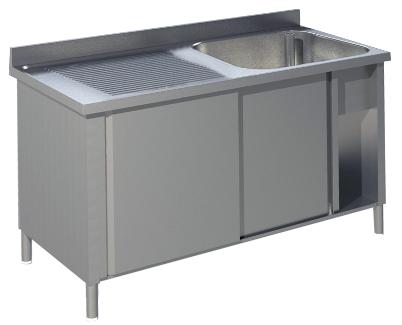 GASTROXTREM Edelstahl Spülschrank mit 1 Becken mit Schiebetüren - versch. Ausführungen