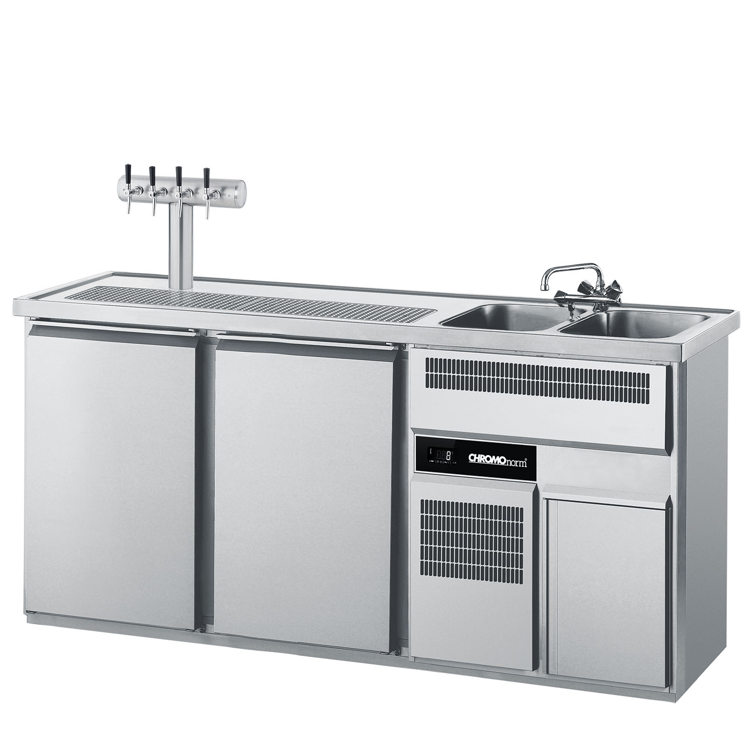 CHROMOnorm BIERTHEKE GN 1/1 - 2 BECKEN RECHTS -  2 TÜREN