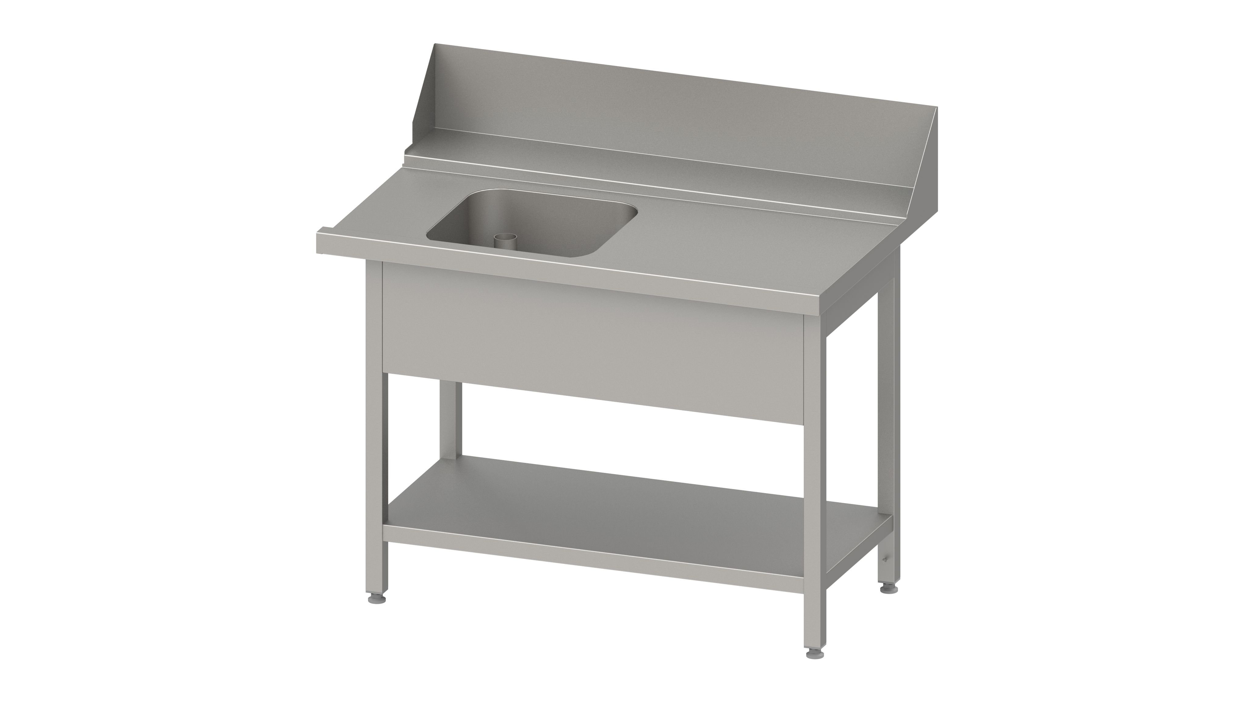 GASTROXTREM ECO Zulauftisch PRO mit Korbführung und Becken mit Grundboden - versch. Ausführungen