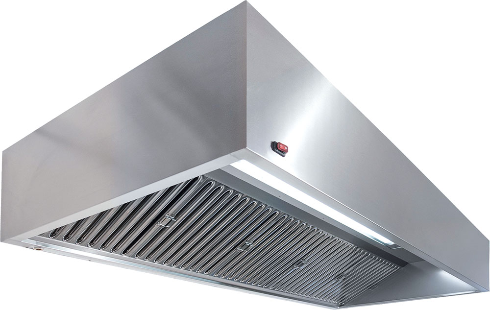 KBS Induktionshaube Kubusform mit Zuluft Flammschutzfilter Typ F1