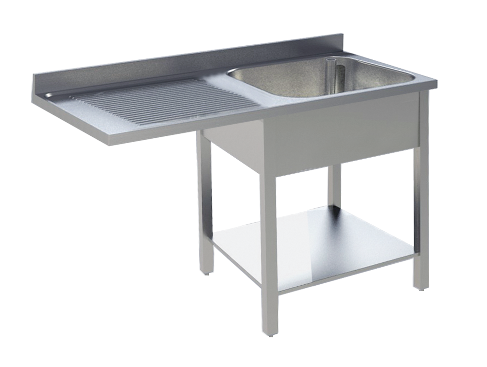 GASTROXTREM Edelstahl Spültisch mit Überstand mit 1 Becken mit Grundboden - versch. Ausführungen