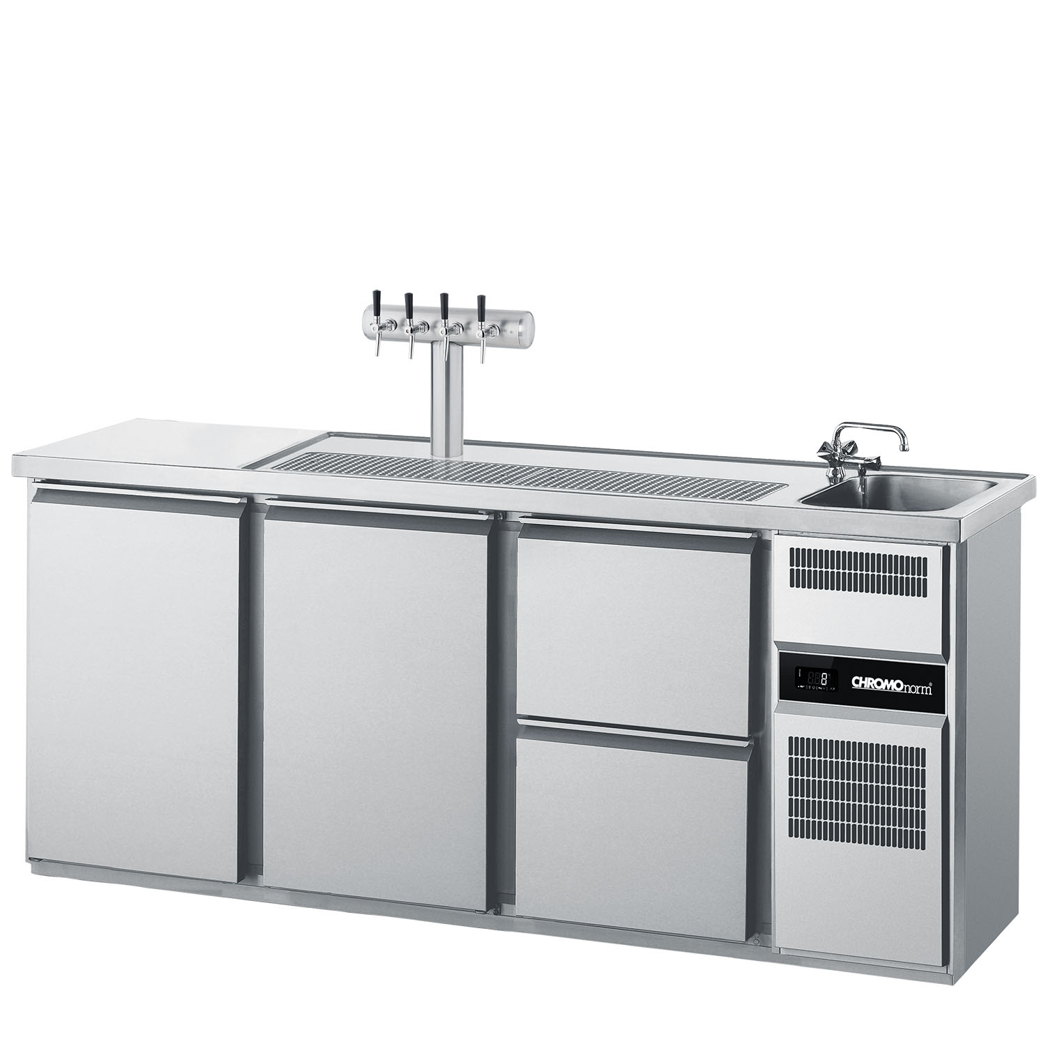 CHROMOnorm BIERTHEKE GN 1/1 - 1 BECKEN RECHTS - 2 TÜREN - 2 ZÜGE 1/2