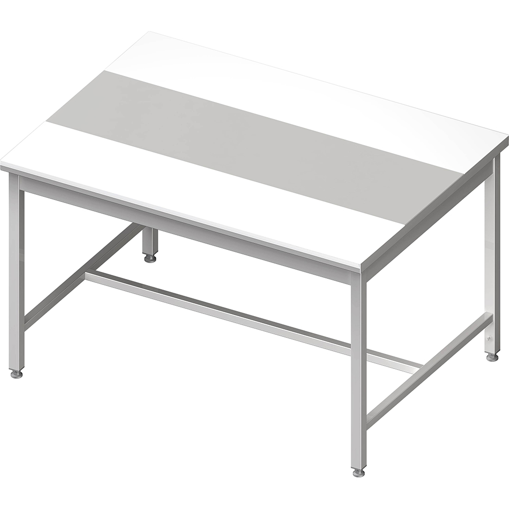 GASTROXTREM Zentralarbeitstisch mit mittiger Strebe mit zweiseitiger PE-Schneideplatte - verschweißt