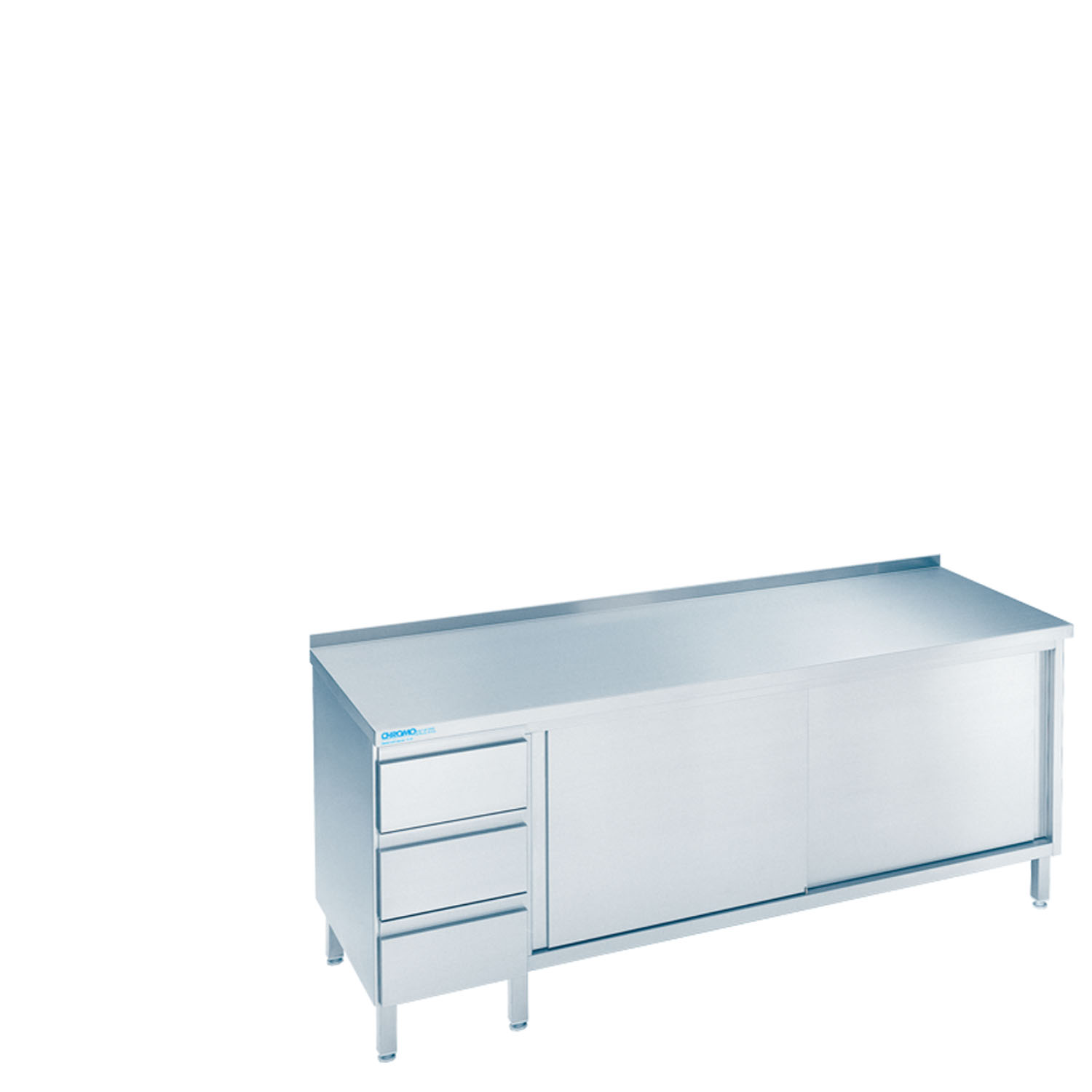 CHROMOnorm Arbeitsschrank mit Schubladenblock und Schiebetüren - verschiedene Ausführungen