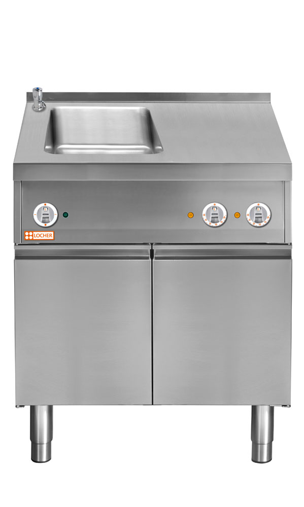 LOCHER 228646 Elektro-Wasserbad GN 1/1 links  - mit Teller-Wärmeschrank und Festanschluss