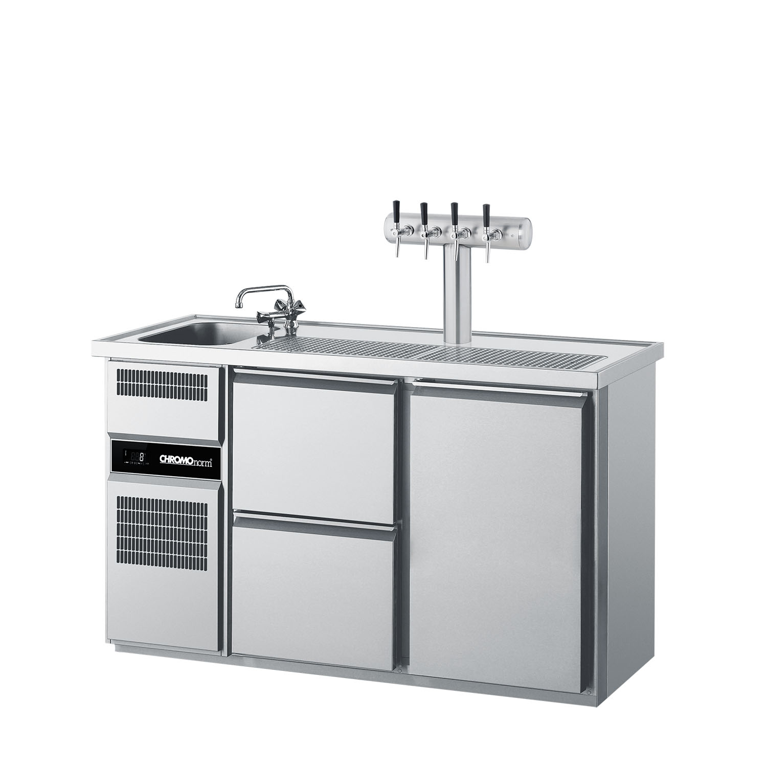 CHROMOnorm BIERTHEKE GN 1/1 - 1 BECKEN LINKS -  2 ZÜGE 1/2 - 1 TÜR