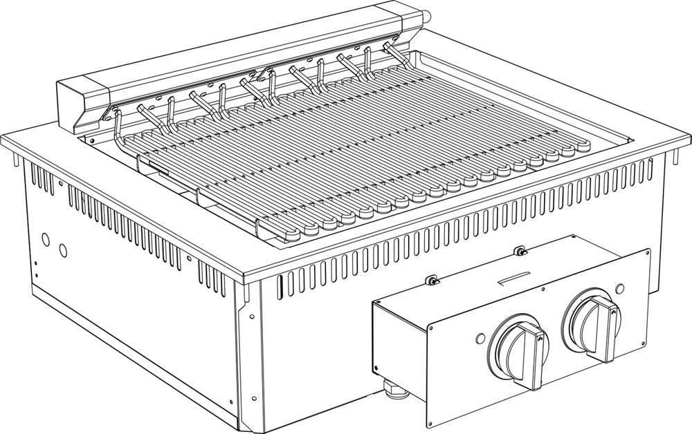 KBS Elektro Grill 2 Heizzonen Drop In 700 Breite 800mm