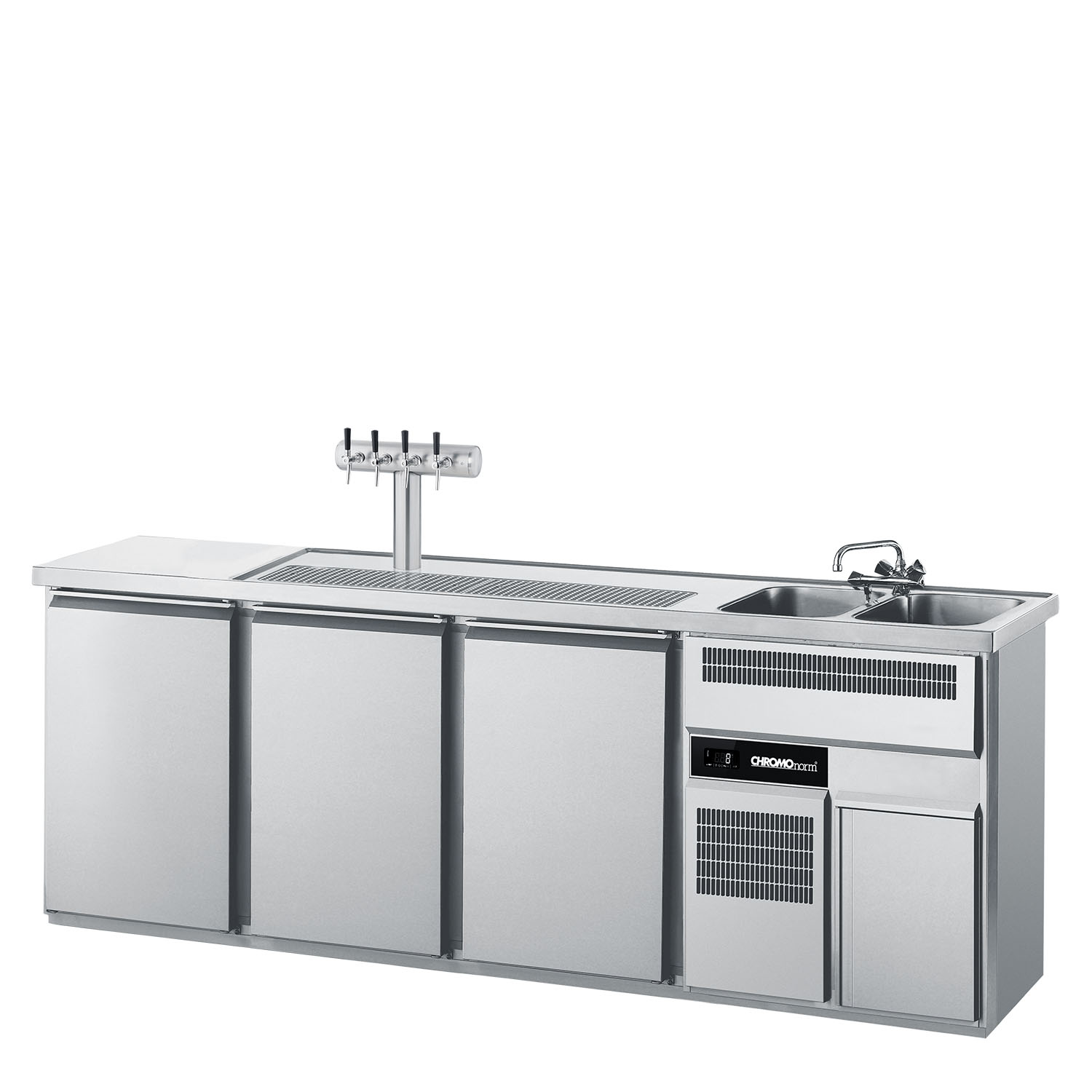 CHROMOnorm BIERTHEKE GN 1/1 - 2 BECKEN RECHTS - 3 TÜREN