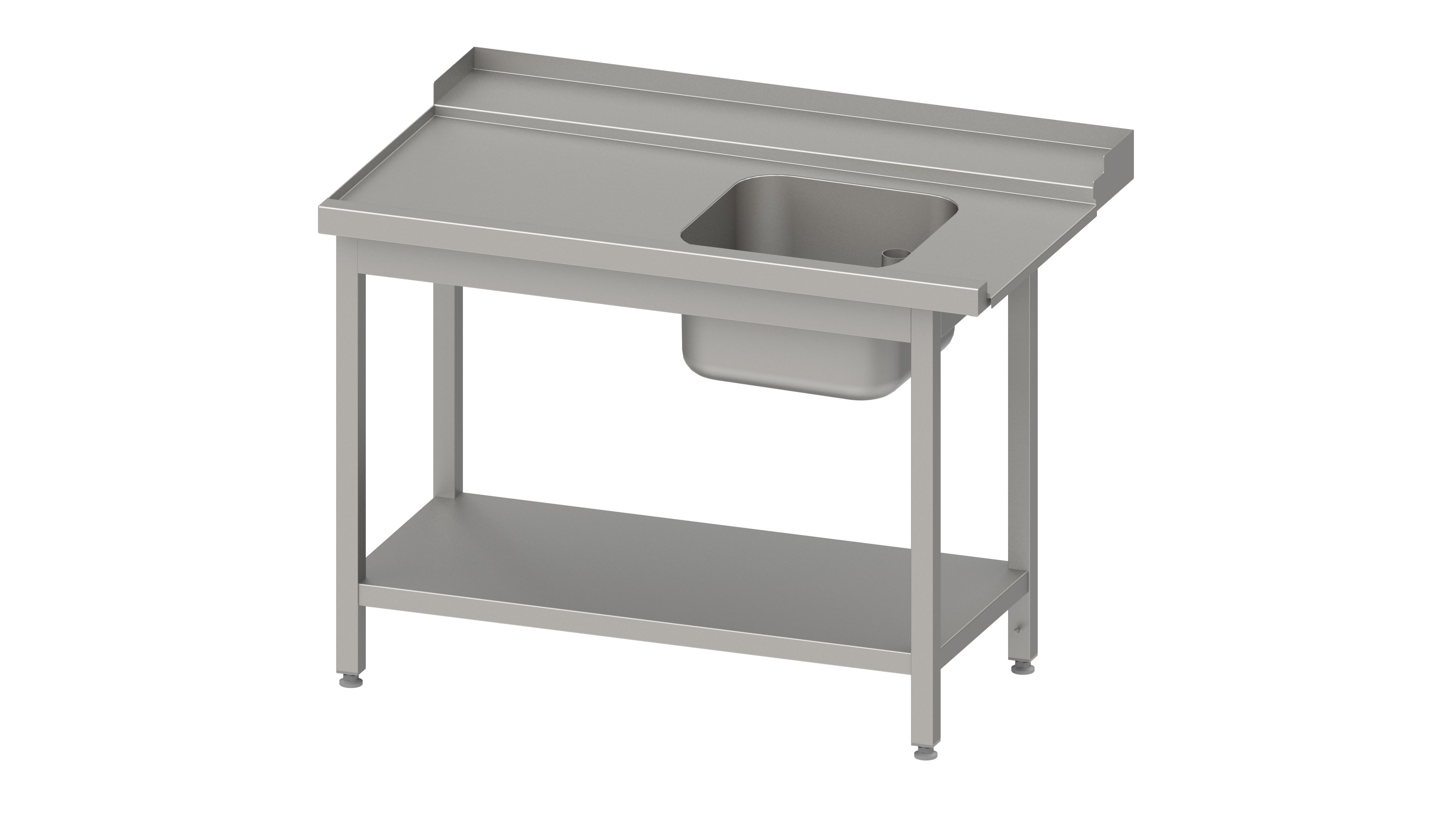 GASTROXTREM ECO Zulauftisch mit Korbführung und Becken mit Grundboden - versch. Ausführungen