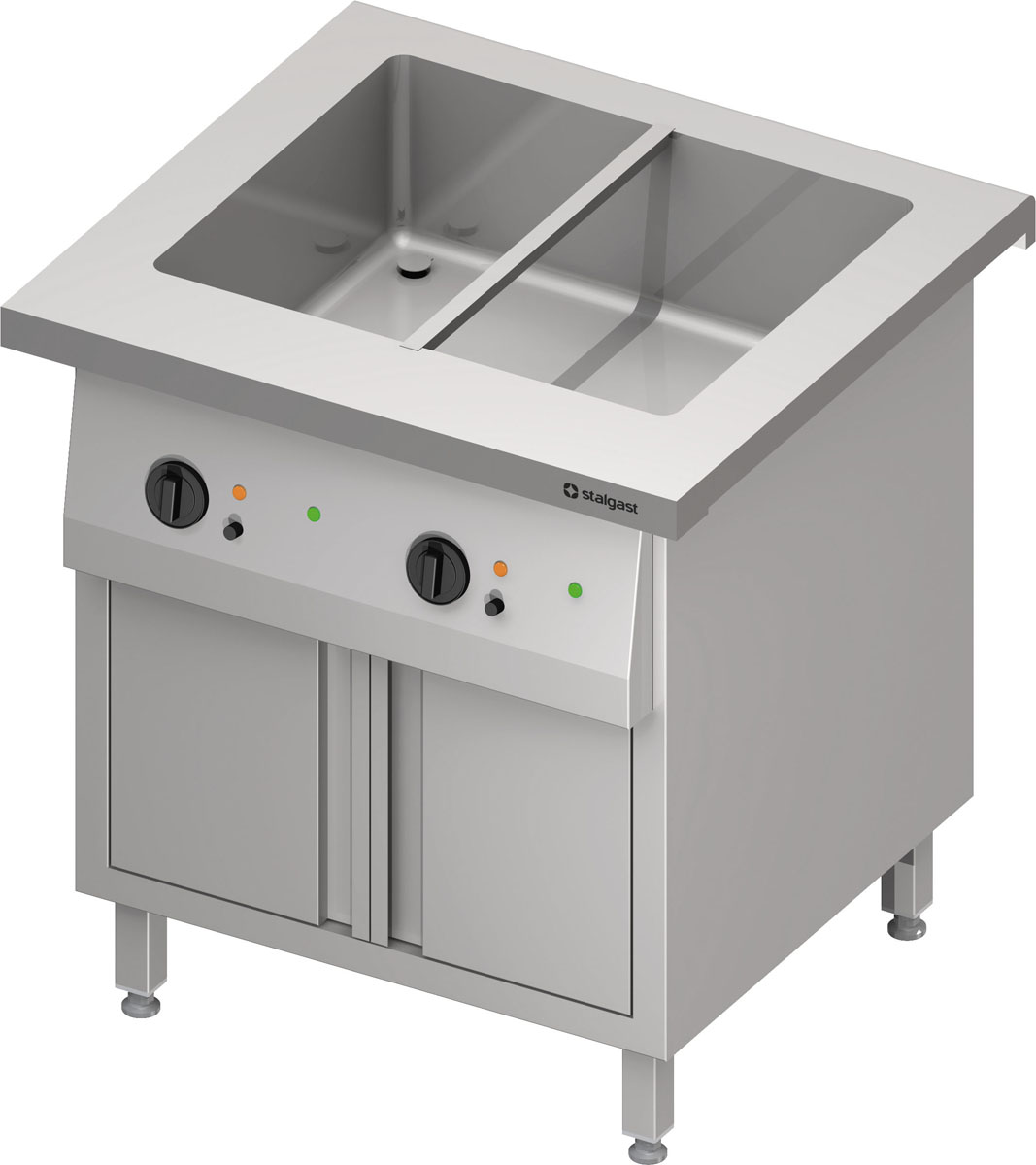 STALGAST Bain-Marie-Station "Free Flow" mit einem Becken 2x GN1/1, Wärmeschrank und Flügeltüren, 799