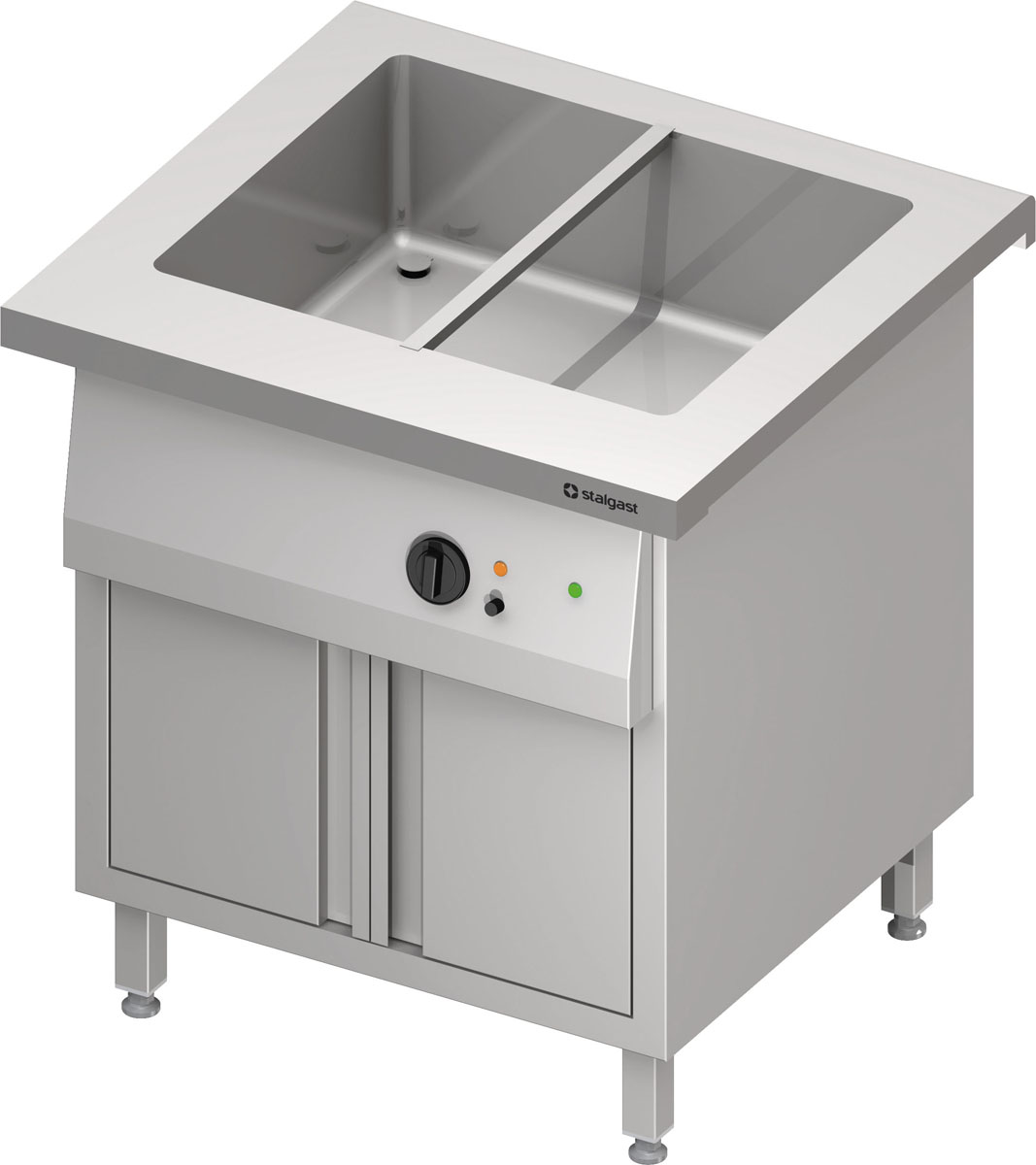 STALGAST Bain-Marie-Station "Free Flow" mit einem Becken 2x GN1/1 und Flügeltüren, 799x735x880 mm Ed