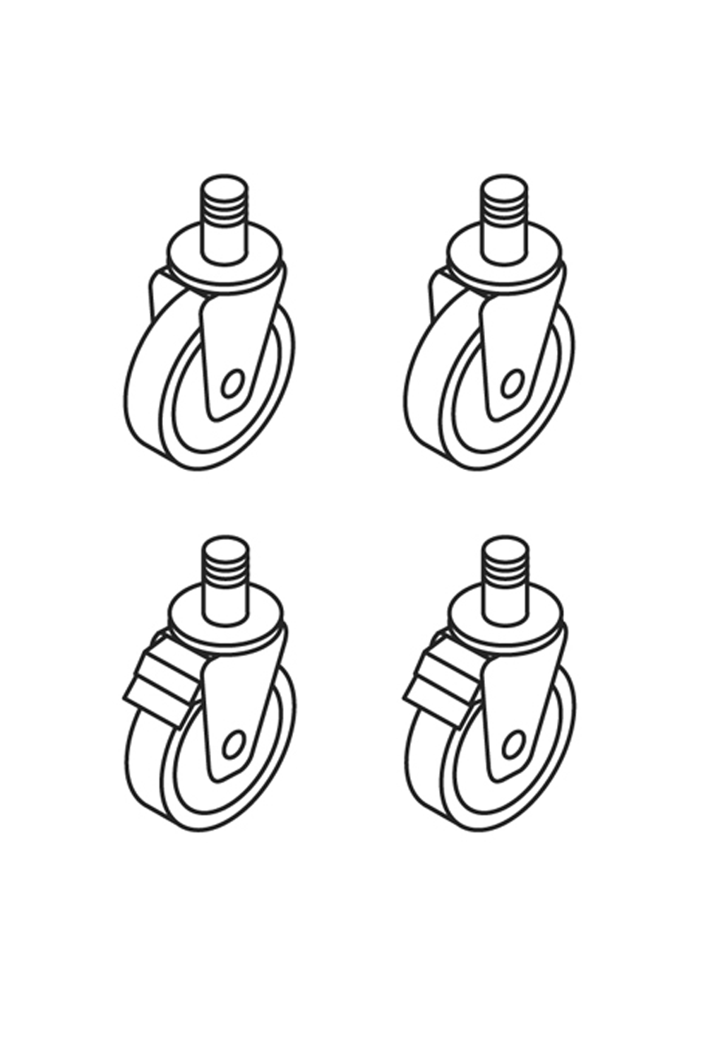 RÄDERSATZ FÜR UNTERGESTELL, 2 MIT BREMSE