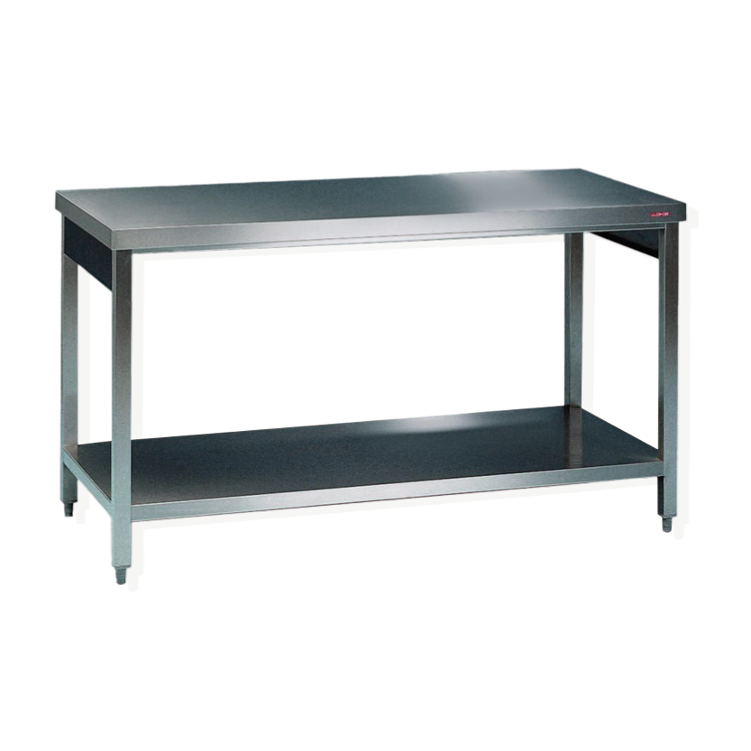 Edelstahl Arbeitstisch mit Grundboden - Tiefe 600 mm - SCHOLL Modell TIRO