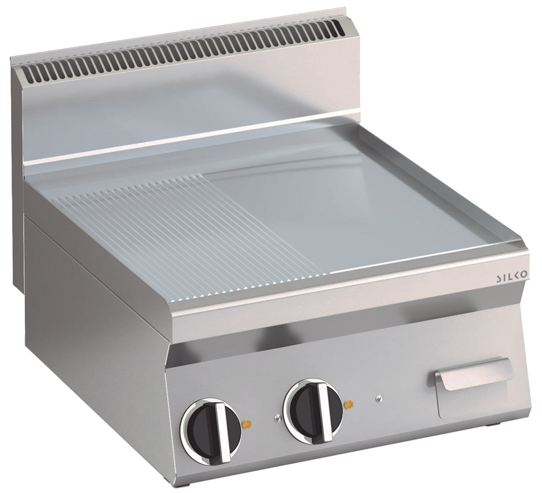 KBS Elektro Grillplatte 1/2 und 1/2 geteilte Edelstahlfläche 2 Heizzonen Tischgerät