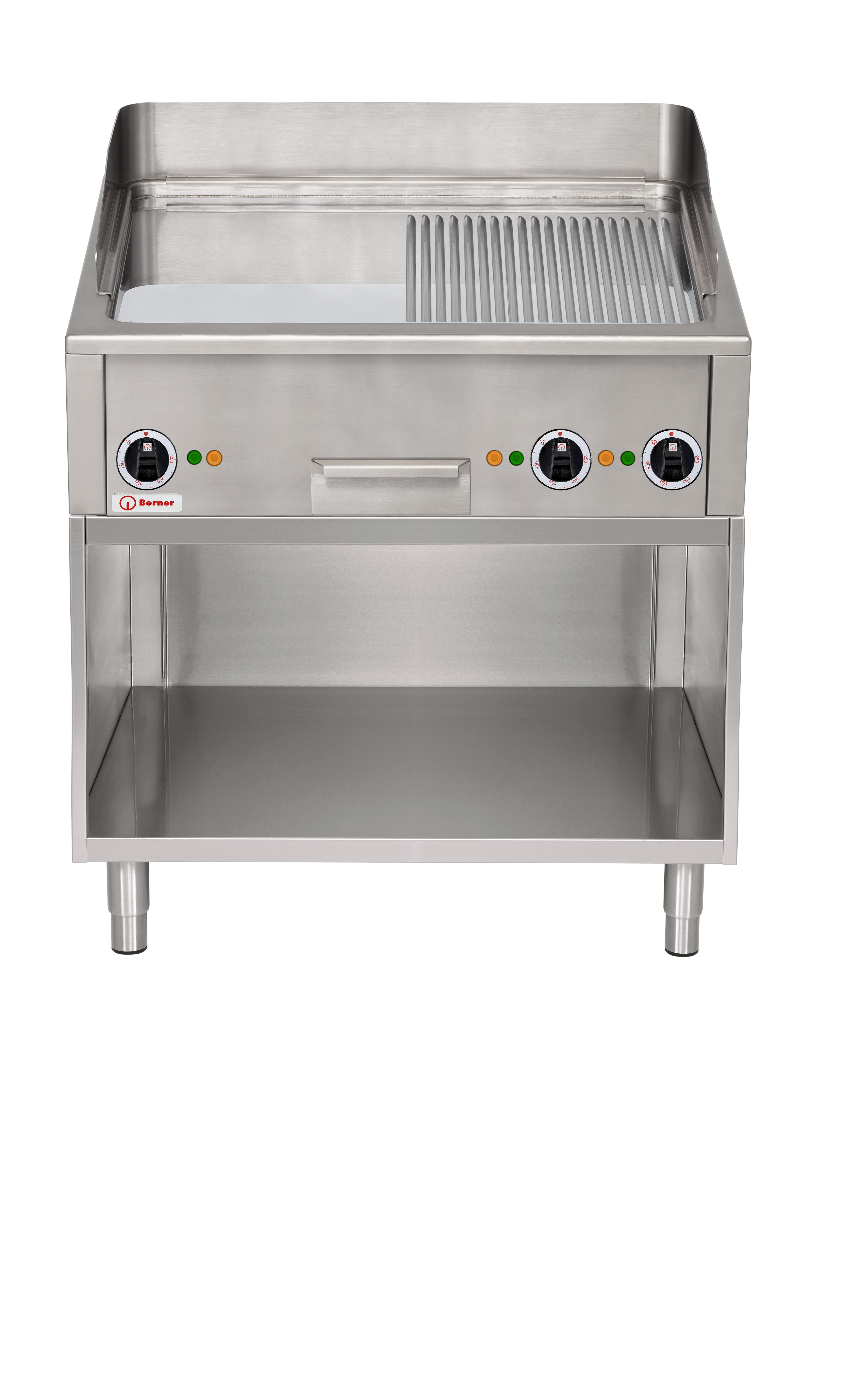 Berner BGDC140H Standgriddleplatte Beef & Burger 1/2 gerillt hartverchromt Elektro