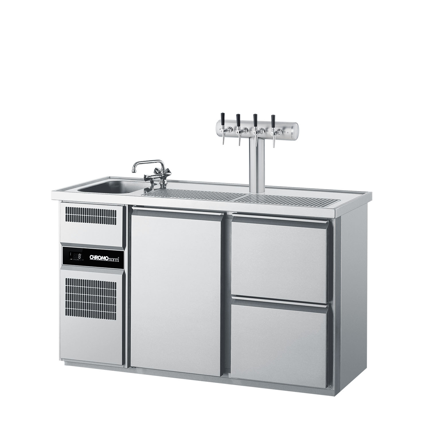 CHROMOnorm BIERTHEKE GN 1/1 - 1 BECKEN LINKS - 1 TÜR - 2 ZÜGE 1/2