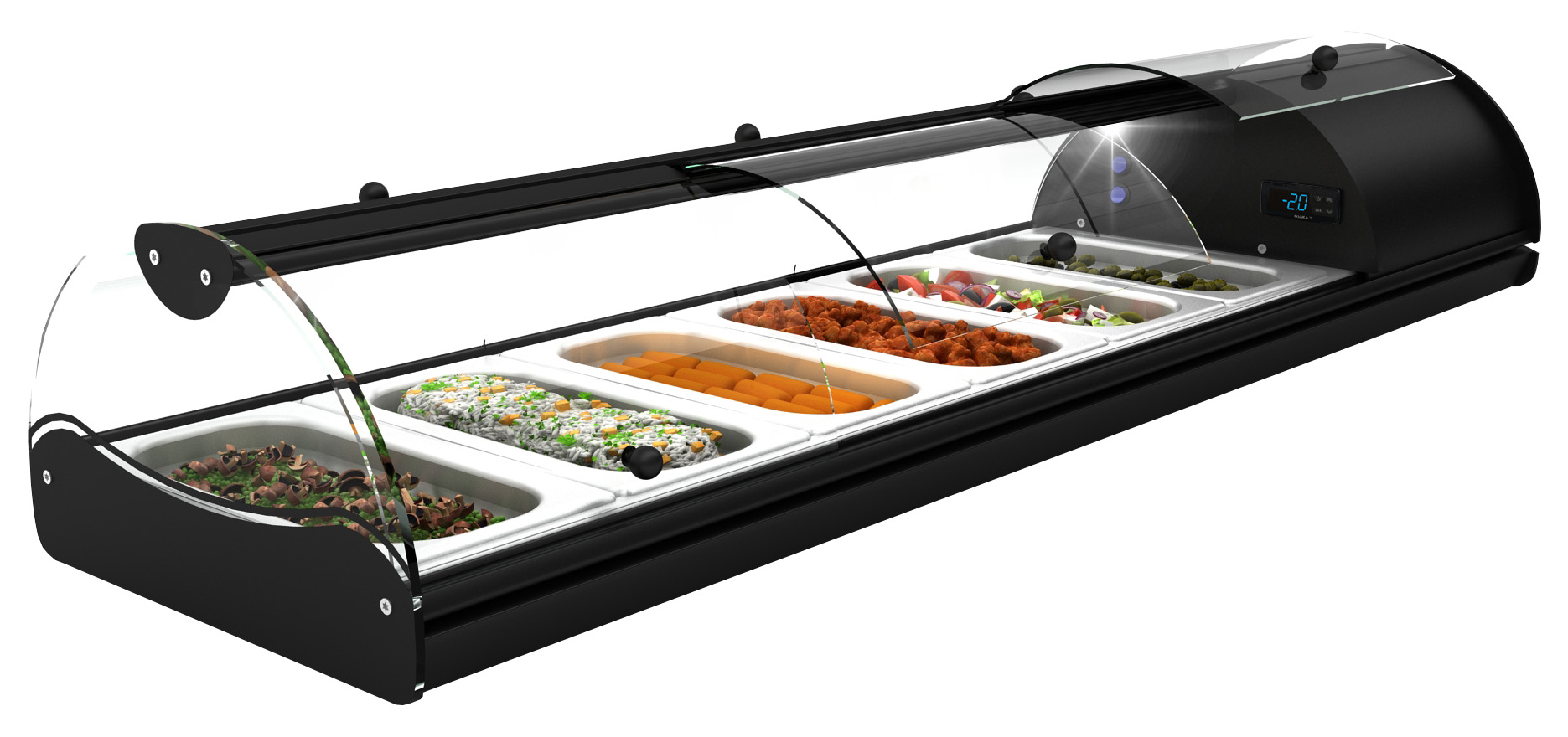 Buffet-Kühlvitrine Self-Service Tapas 6 Mit Frontklappen zur Selbstbedienung
