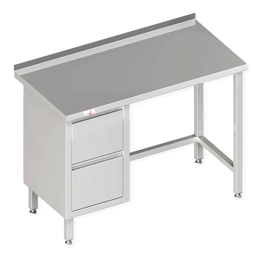 GASTROXTREM Arbeitstisch ohne Grundboden mit 2er Schubladenblock links - verschweißt - viele Ausführ