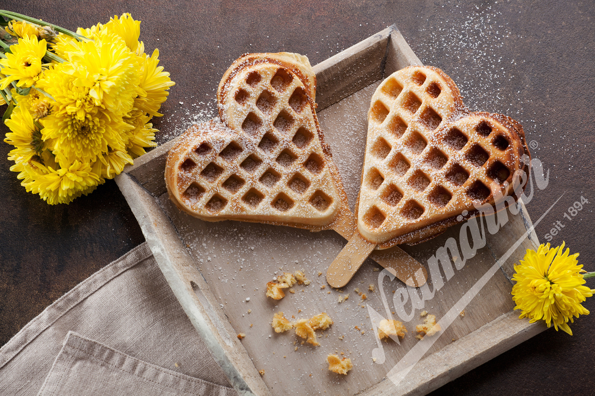 Neumärker Waffeleisen Thermocook® inkl. Waffel-Herz am Stiel Wechselplatten
