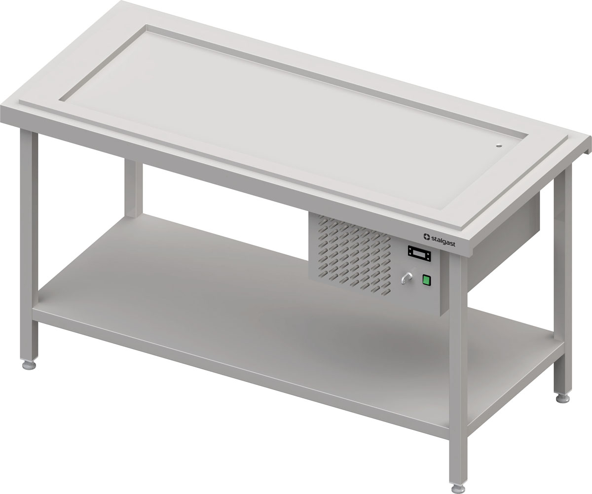 STALGAST Kaltausgabe mit einer Kühlplatte 4x GN1/1, 1570x735x880, Edelstahlabdeckung