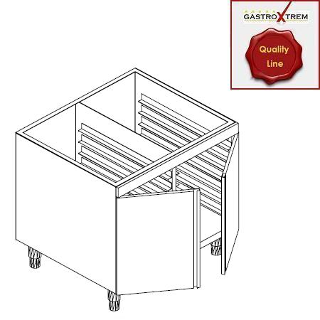 GASTROXTREM Edelstahl-Unterbauelement geschlossen - Auflageschienen für 14 Backbleche GN 1/1