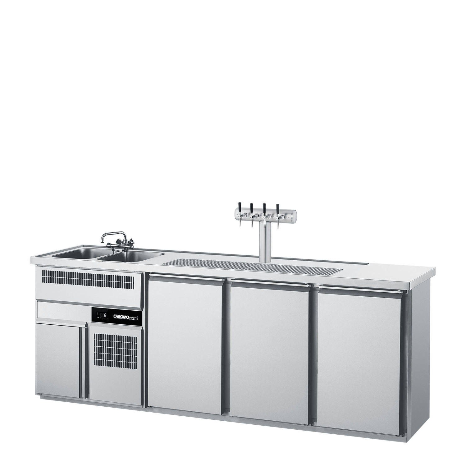 CHROMOnorm BIERTHEKE GN 1/1 - 2 BECKEN LINKS - 3 TÜREN