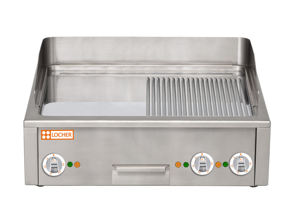 LOCHER 201485 Burger-Bratplatte 1400 hartverchromt, gerillt