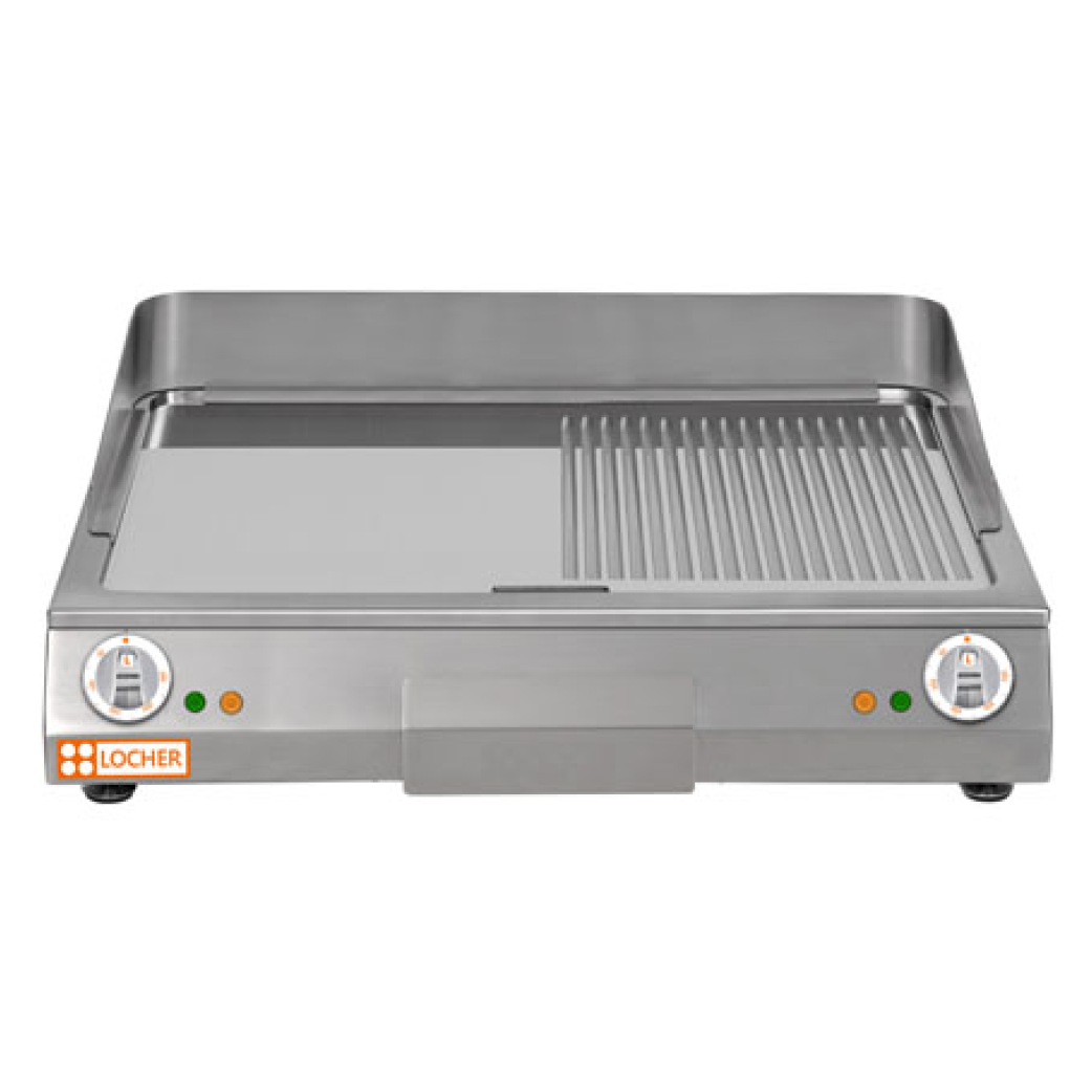 LOCHER 201462 Elektro-Bratplatte LGAR80 hartverchromt, 1/2 gerillt