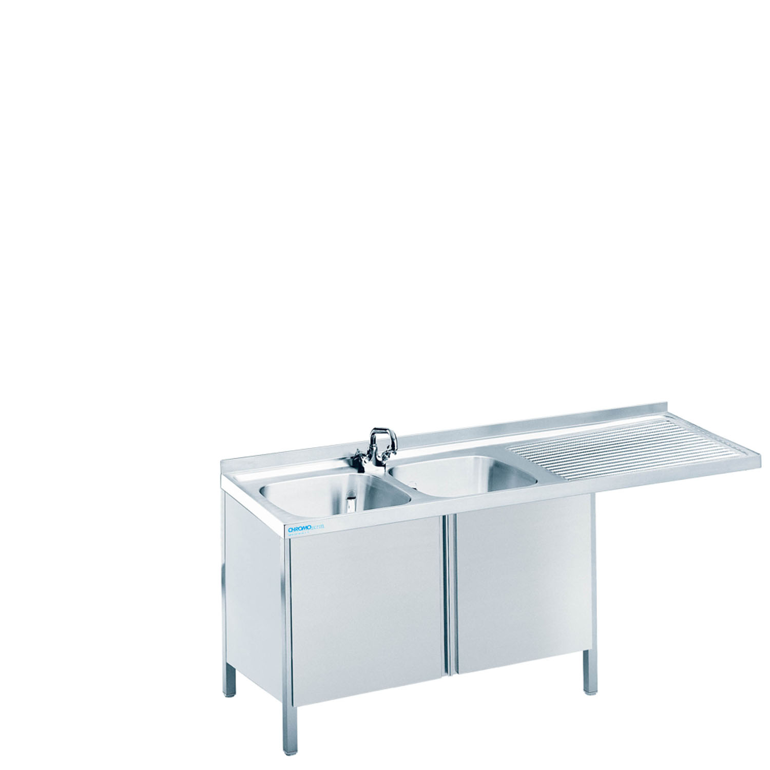 CHROMOnorm Edelstahl Spülcenter mit 2 Becken geschlossen - verschiedene Ausführungen