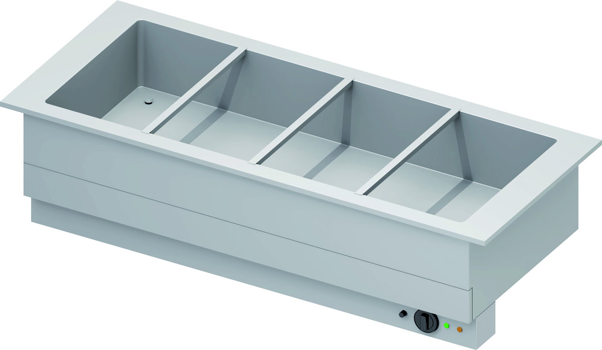 STALGAST Bain-Marie-Becken"Drop-In" 4xGN 1/1 1480x620x390 mm  Edelstahlabdeckung