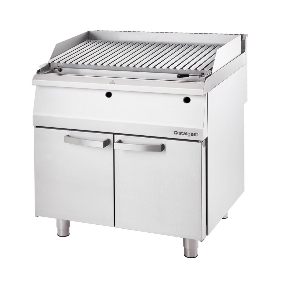 STALGAST Edelstahl Lavastein-Grill mit V-Rost für Fleisch und Gemüse, Serie 700 ND, 800 mm