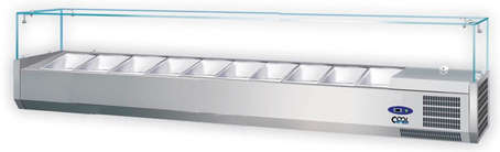 Kühlaufsatzvitrine 10 x GN 1/4 mit Glasaufbau COOL LINE by NordCap