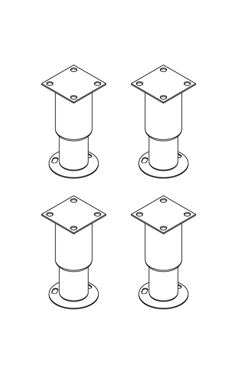 Füsse für Ofen 150 mm h - mit Fusshalter