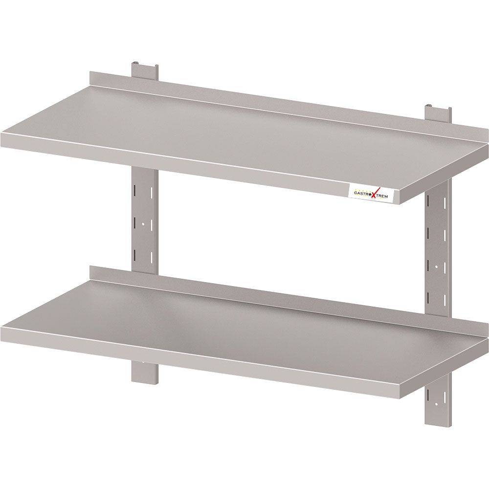 GASTROXTREM Edelstahl Wandbord 2-etagig höhenverstellbar mit Konsolen und Wandschienen - versch. Aus