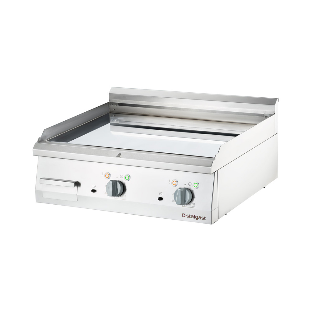 STALGAST verchromte Elektro-Griddleplatte als Tischgerät, 800x700 mm, glatte Grillfläche, Serie 700