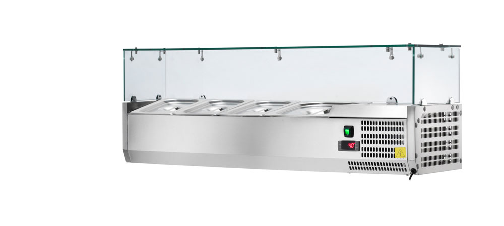 PROFIKOCHER 522830 Kühlaufsatzvitrine  3x GN1/3 + 1 x GN 1/2