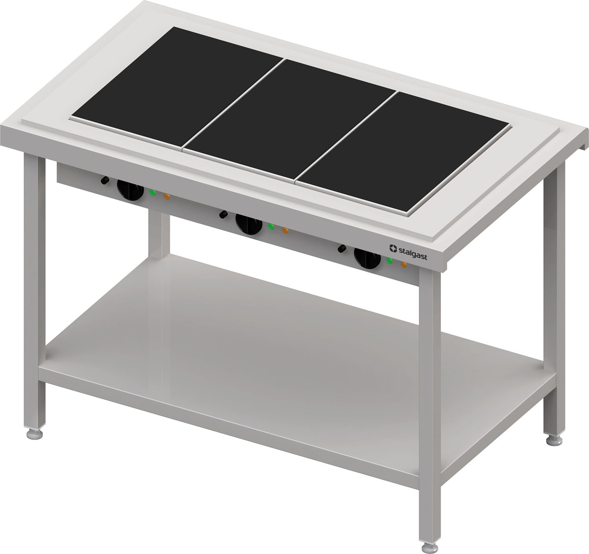 STALGAST Warmausgabe mit einer Glaskeramik-Wärmeplatte 3x GN1/1, 1245x735x880, Edelstahlabdeckung