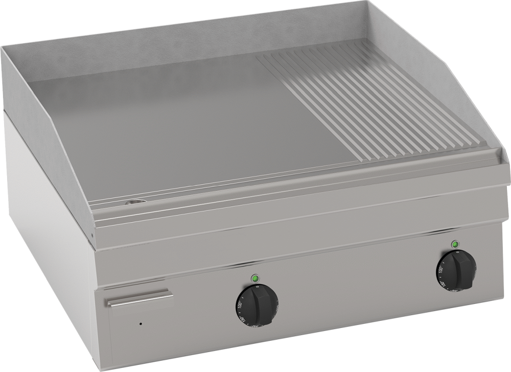 KBS Elektro-Grillplatte glatt/gerillt hartverchromt matt geb. 2 Heizzonen Tischgerät