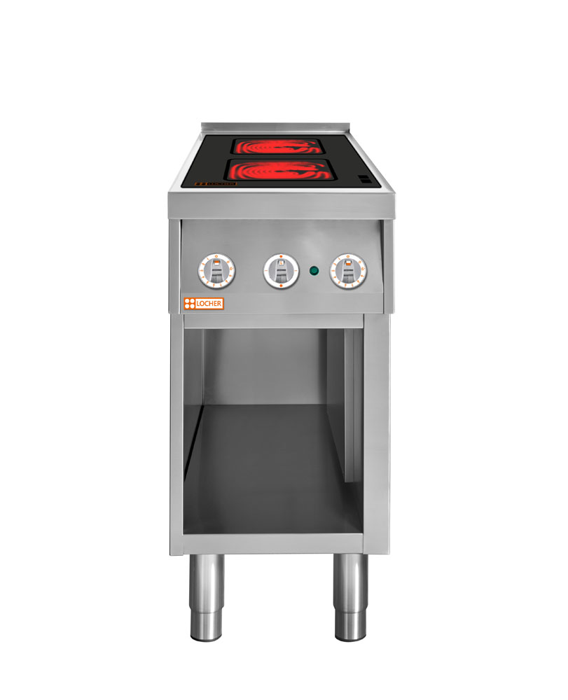 LOCHER 228301 Elektroherd, 2 Kochstellen á 4 kW,  - Strahlheizkörper mit ﻿elektronischer Topf